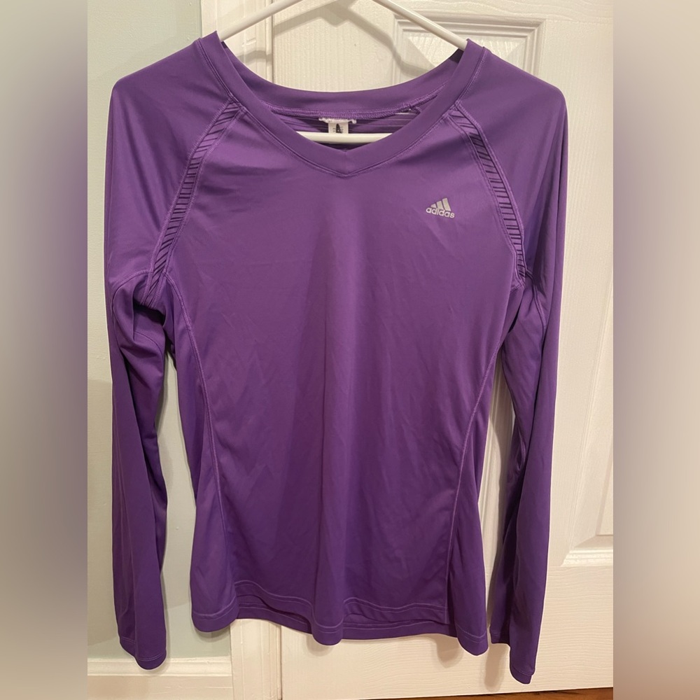 Purple Adidas long sleeve workout top. Size M. Great shape.